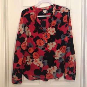 J Crew factory XL floral pink blouse